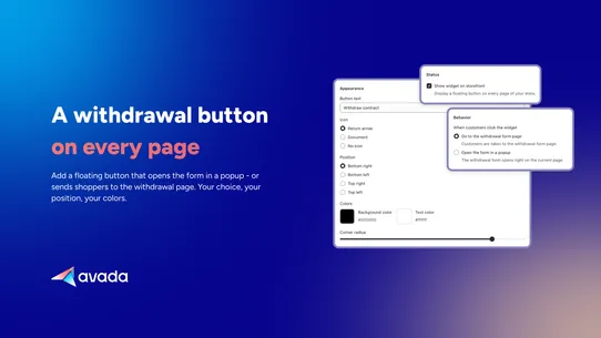 Avada EU Withdrawal Form screenshot