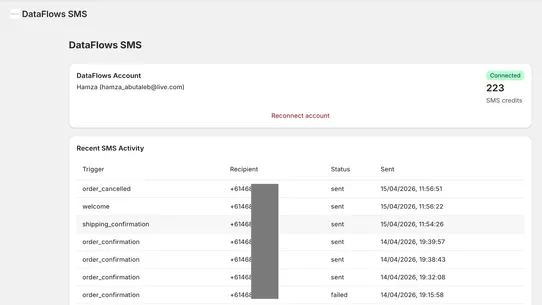 DataFlows SMS screenshot