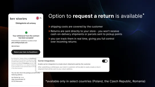 Withdrawal Button ‑ EasyReturn screenshot