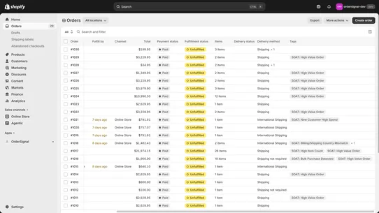 OrderSignal ‑ Fraud Detection screenshot