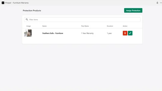 Propair ‑ Furniture Warranty screenshot