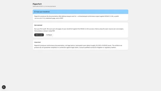 Paperfort Accessibility Docs screenshot
