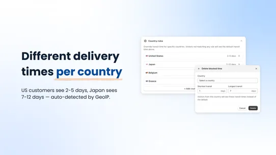 Avada Estimated Delivery Date screenshot