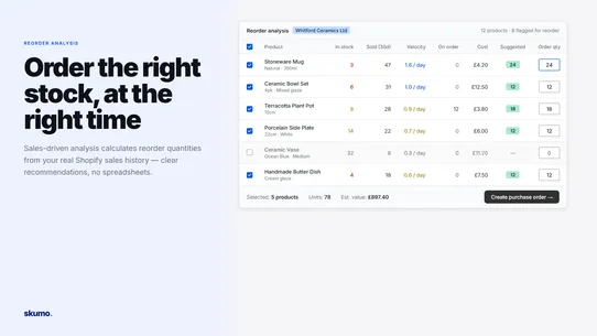 Skumo ‑ Purchase Order Manager screenshot