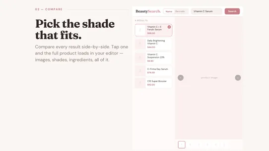 BeautySearch ‑ Source Products screenshot