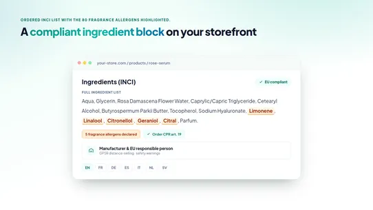 CosmeticsReady: INCI &amp; GPSR screenshot