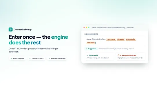 CosmeticsReady: INCI &amp; GPSR screenshot