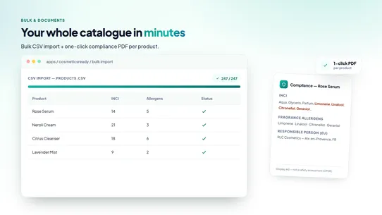 CosmeticsReady: INCI &amp; GPSR screenshot