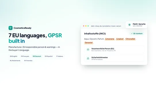CosmeticsReady: INCI &amp; GPSR screenshot