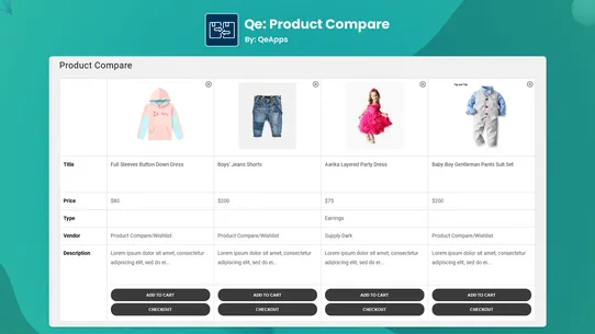 Qe: Product Compare screenshot