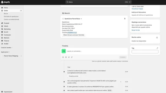Parcel Value Spedizioni screenshot