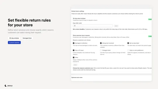 Jelonyx Returns &amp; Exchanges screenshot
