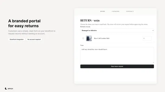 Jelonyx Returns &amp; Exchanges screenshot