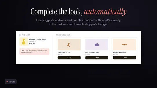 HeyLiza ‑ AI Sales + Upsell screenshot