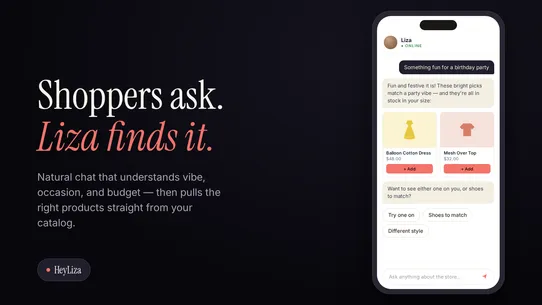 HeyLiza ‑ AI Sales + Upsell screenshot