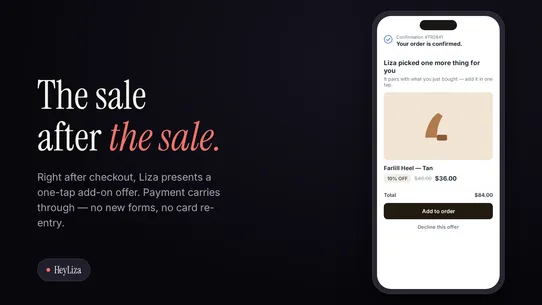 HeyLiza ‑ AI Sales + Upsell screenshot