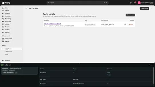 FactsPanel screenshot