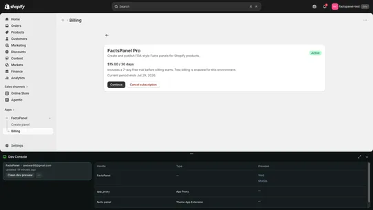 FactsPanel screenshot