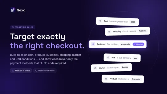 Nexo Sort Hide Payment Methods screenshot
