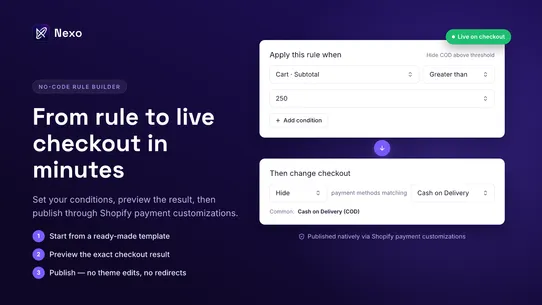 Nexo Sort Hide Payment Methods screenshot