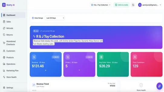Statty AI CEO Power Dashboard screenshot
