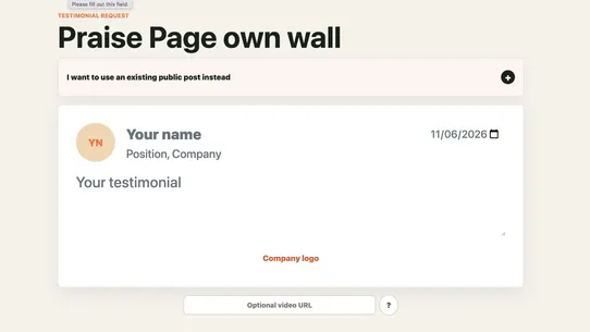 PraisePage screenshot