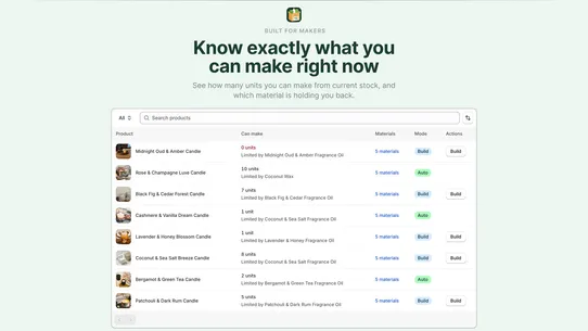 Material Tracking screenshot
