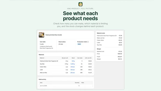 Material Tracking screenshot