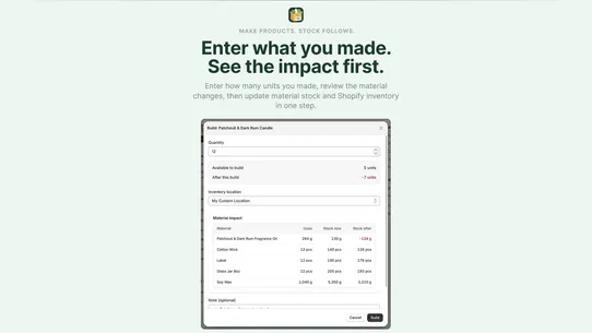 Material Tracking screenshot