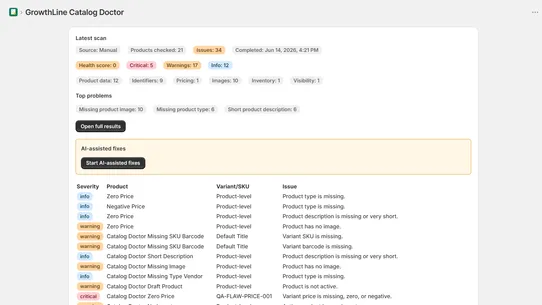 GrowthLine Catalog Doctor screenshot