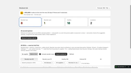 Restock screenshot