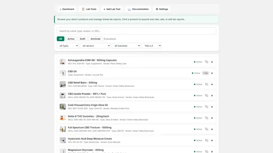 LabLinks: COA Lab Reports screenshot