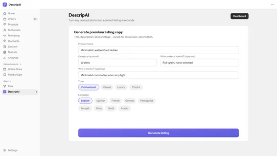DescripAI screenshot