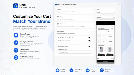 Uniq ‑ Cart Drawer Cart Upsell screenshot