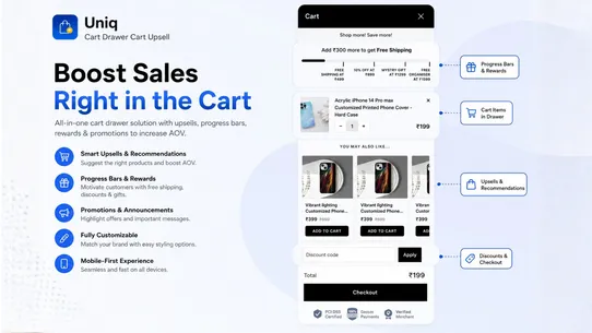 Uniq ‑ Cart Drawer Cart Upsell screenshot
