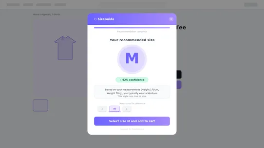 SizeGuide screenshot