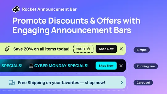 Rocket Announcement Bar screenshot