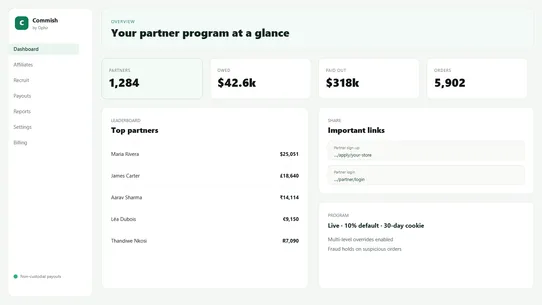 Commish Affiliates screenshot