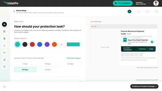ValetPe Price Drop Protection screenshot
