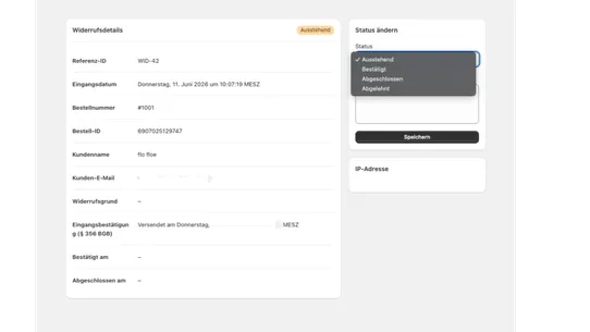 Widerruf Button screenshot