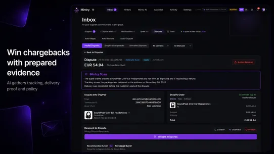 Mintry AI Support &amp; Disputes screenshot