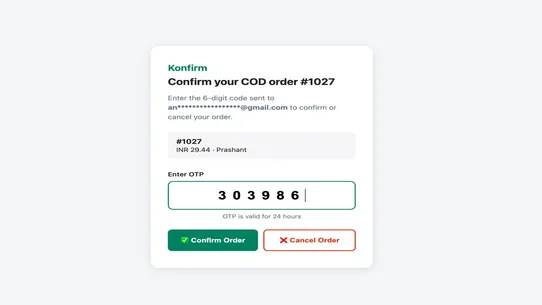 Konfirm COD Order Confirmation screenshot