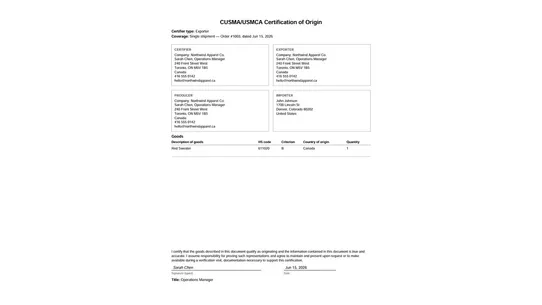 OriginCert: USMCA &amp; CUSMA screenshot