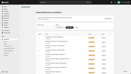SafeShelf ‑ EU Readiness screenshot