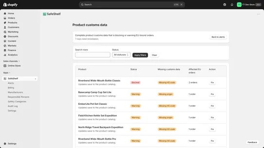 SafeShelf ‑ EU Readiness screenshot