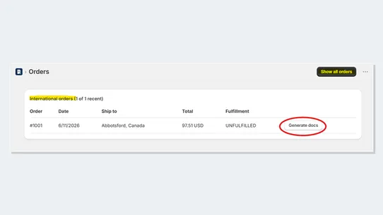 Manifest: USMCA &amp; Customs Docs screenshot