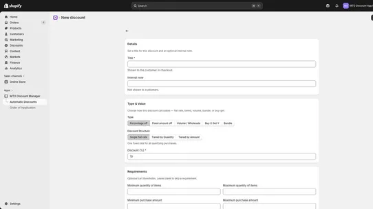 MTO Discount Manager screenshot