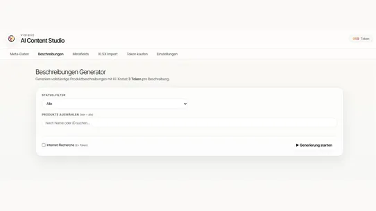 VISIQUE AI Content Studio screenshot