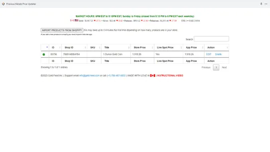 Precious Metals Price Updater screenshot