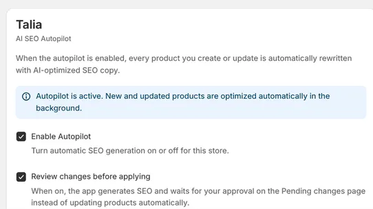 Talia ‑ AI SEO Autopilot screenshot